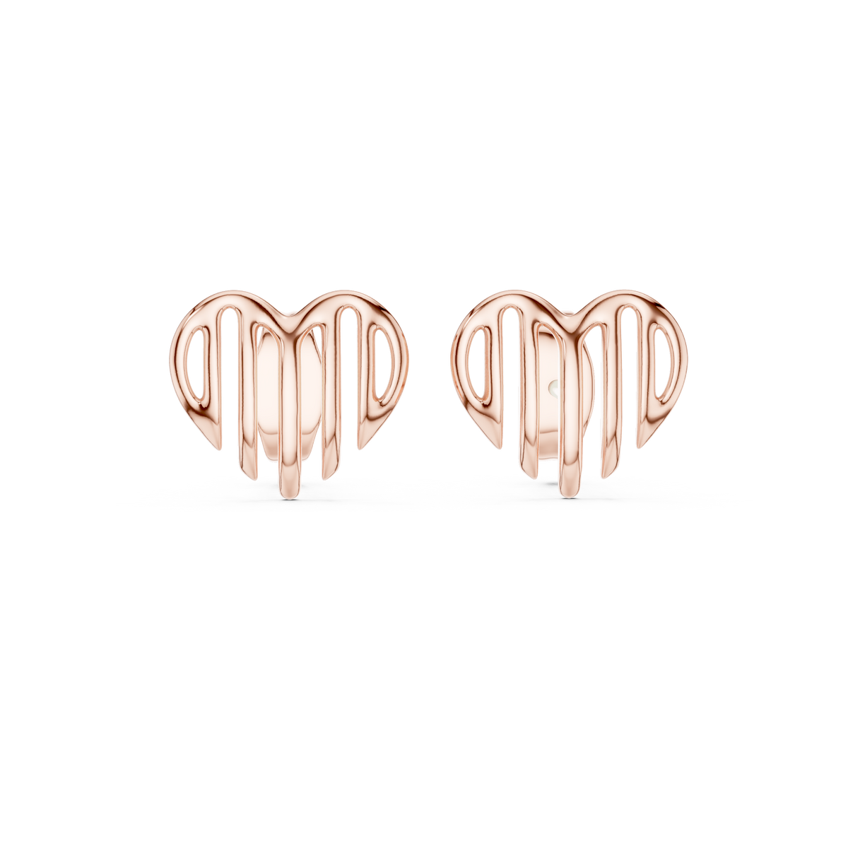 Linea Ribbed Heart Gold Stud Earring