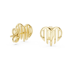 Linea Ribbed Heart Gold Stud Earring
