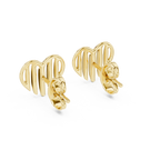 Linea Ribbed Heart Gold Stud Earring