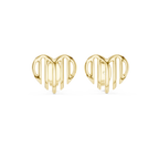 Linea Ribbed Heart Gold Stud Earring
