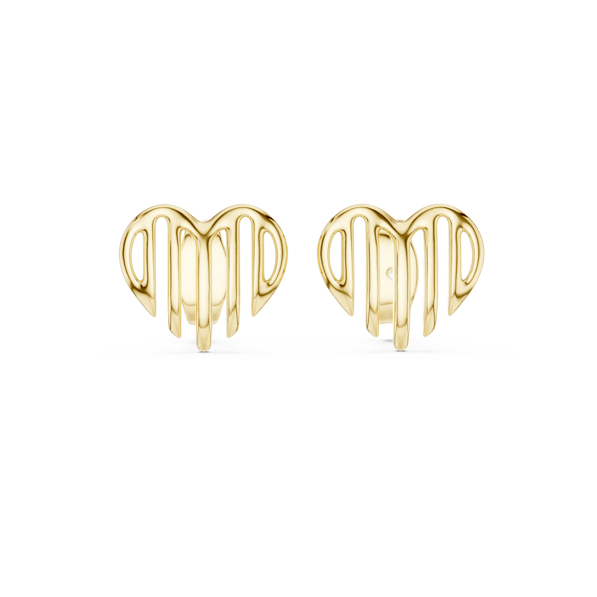Linea Ribbed Heart Gold Stud Earring