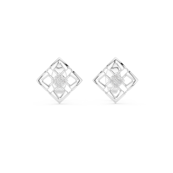 Nova Lattice Geometric Square Diamond Stud Earring