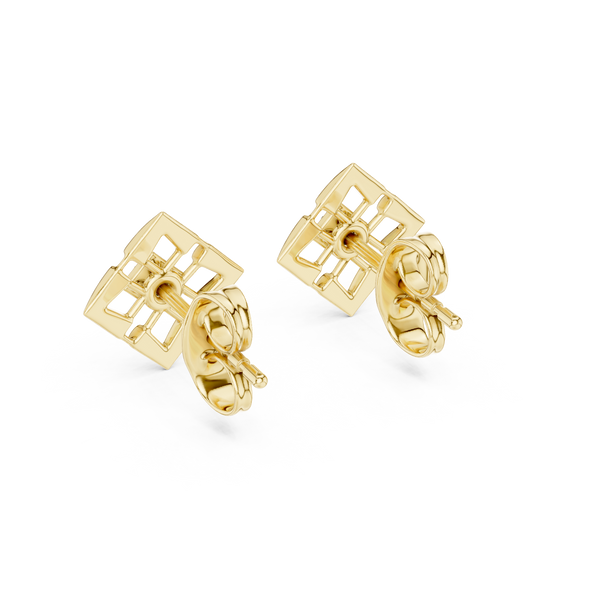 Nova Lattice Geometric Square Diamond Stud Earring