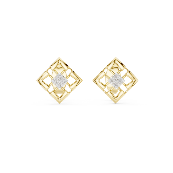Nova Lattice Geometric Square Diamond Stud Earring
