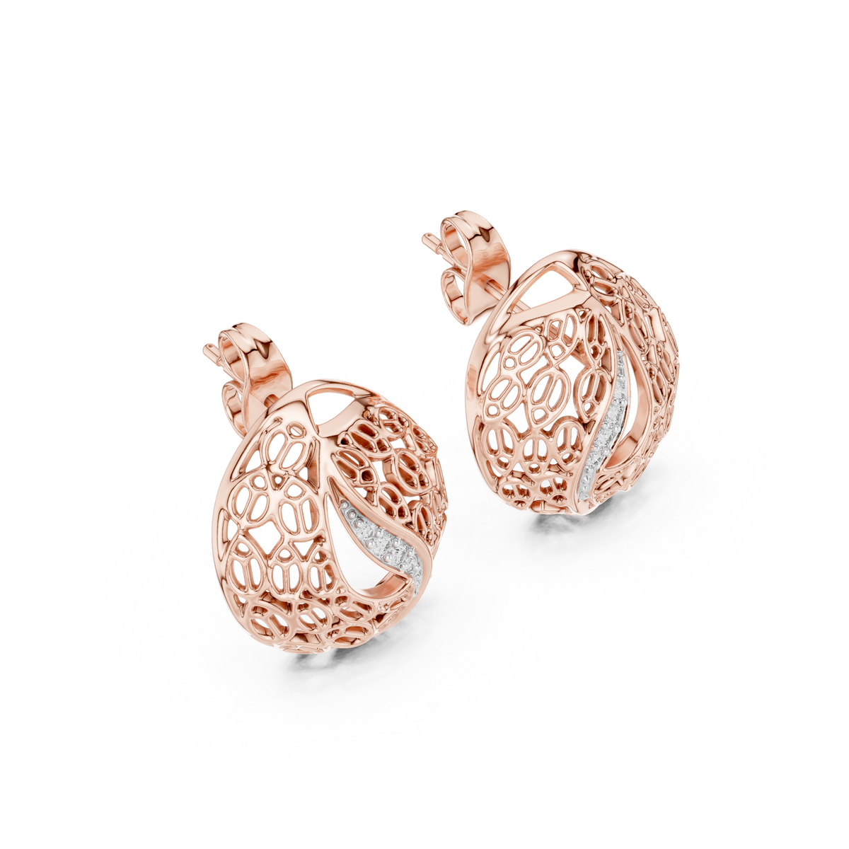 Mehndi Paisley Filigree Diamond Stud Earring