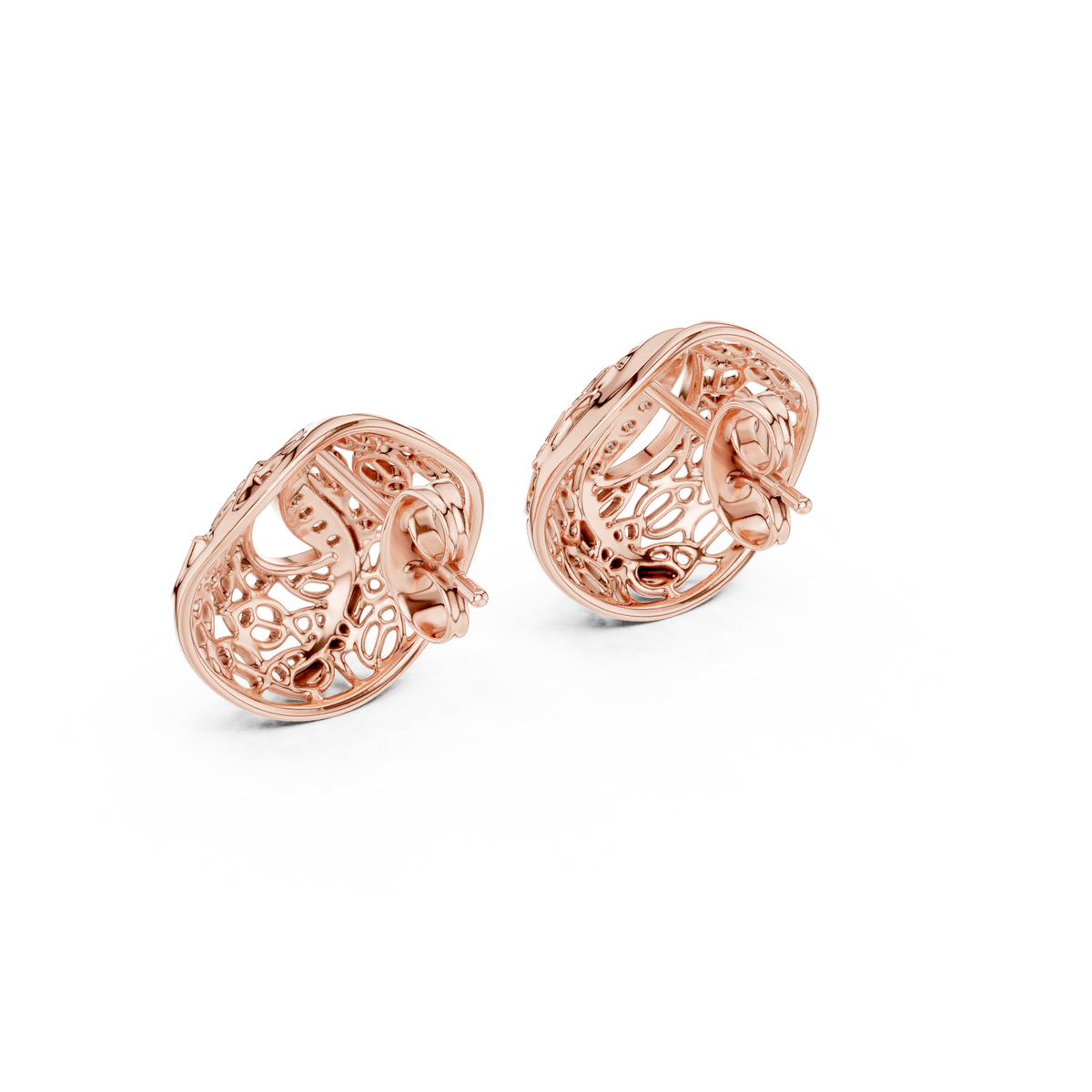 Mehndi Paisley Filigree Diamond Stud Earring