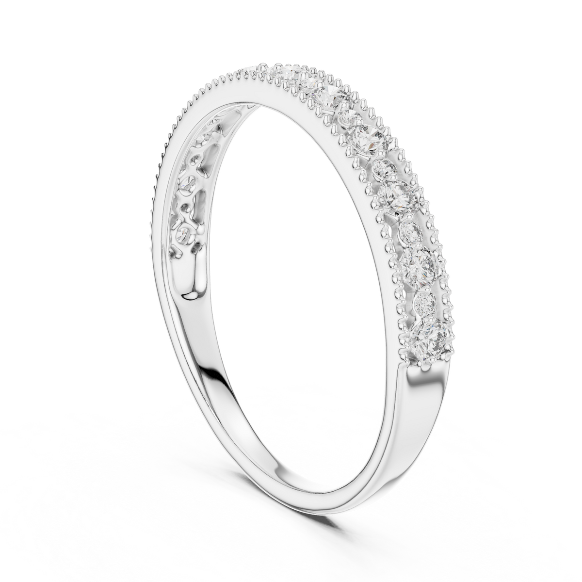 Milgrain Graduated Pavé Half-Eternity Band Ring