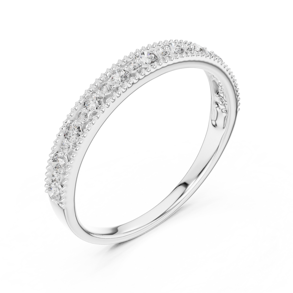 Milgrain Graduated Pavé Half-Eternity Band Ring