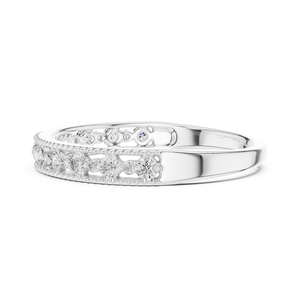 Milgrain Graduated Pavé Half-Eternity Band Ring