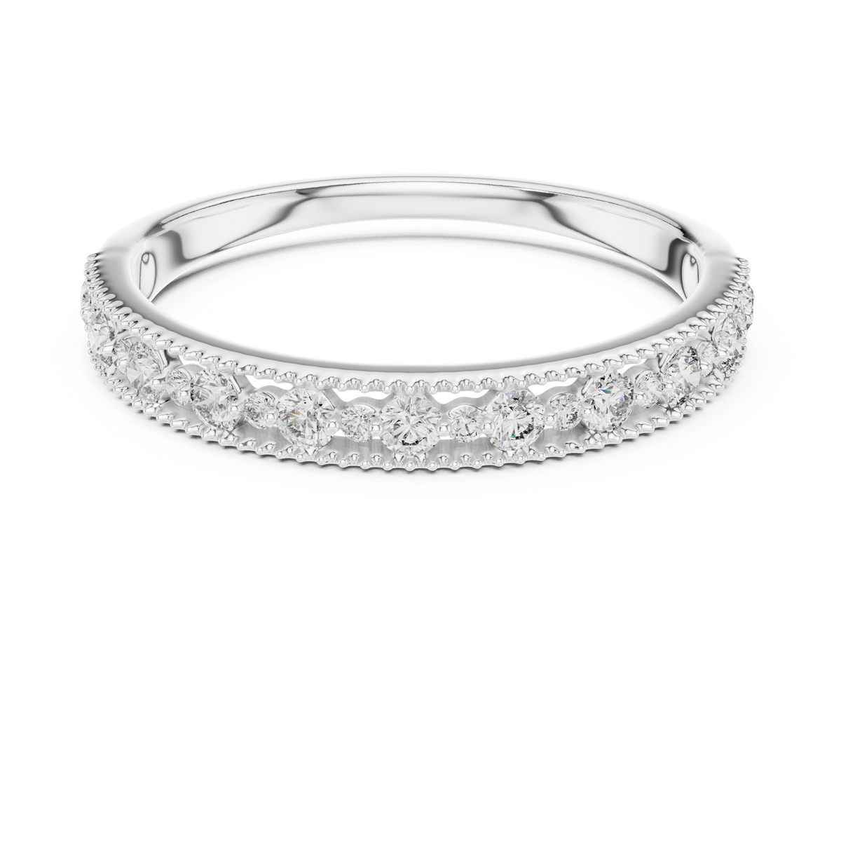 Milgrain Graduated Pavé Half-Eternity Band Ring