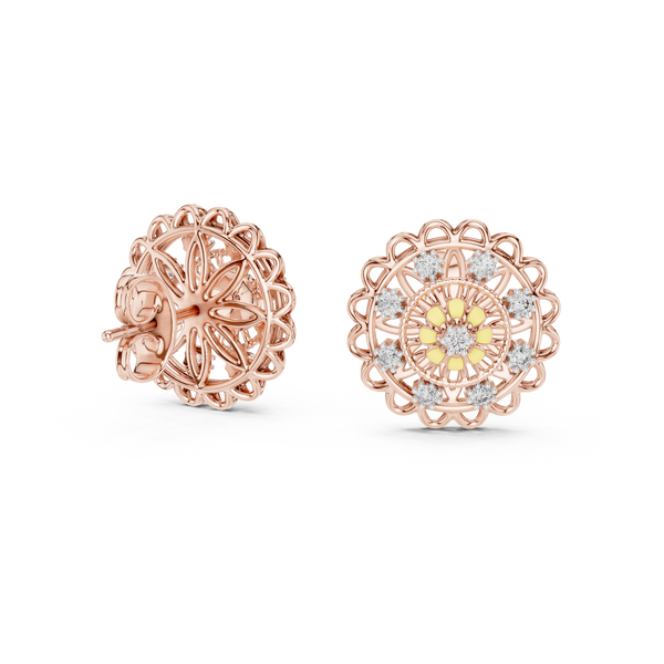 Regalia Filigree Rosette Diamond Stud Earring
