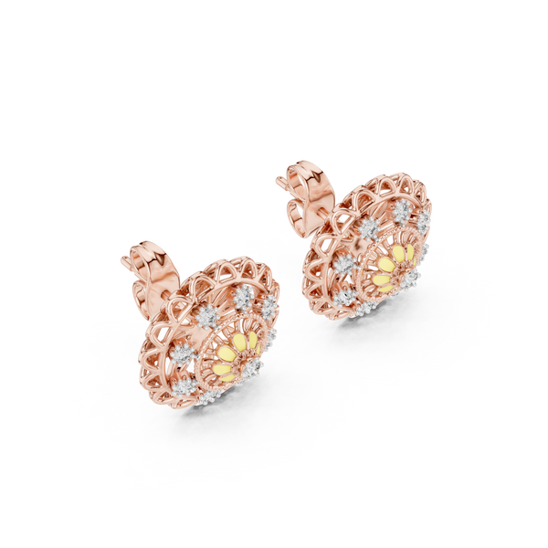 Regalia Filigree Rosette Diamond Stud Earring