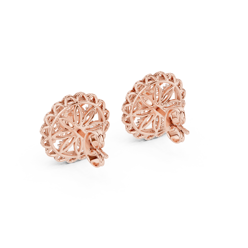 Regalia Filigree Rosette Diamond Stud Earring