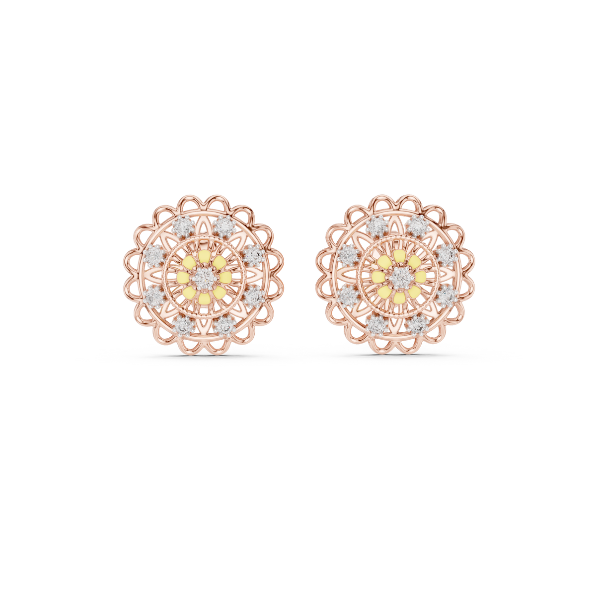 Regalia Filigree Rosette Diamond Stud Earring