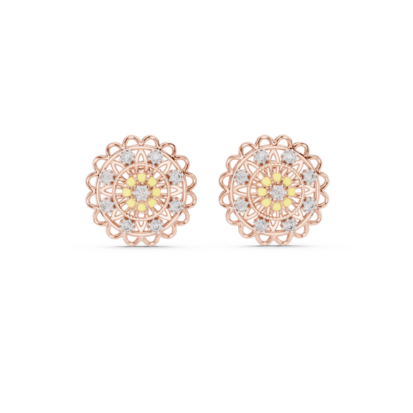 Regalia Filigree Rosette Diamond Stud Earring