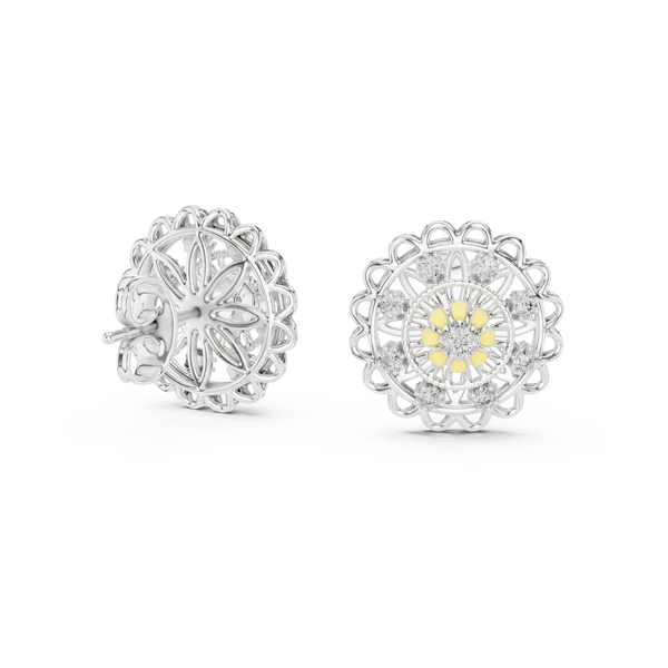 Regalia Filigree Rosette Diamond Stud Earring