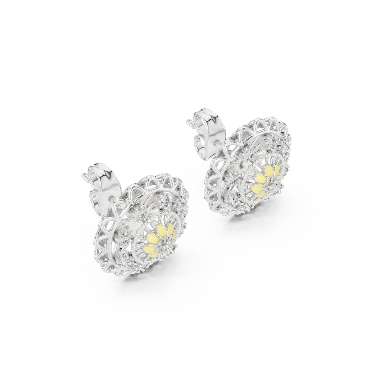 Regalia Filigree Rosette Diamond Stud Earring