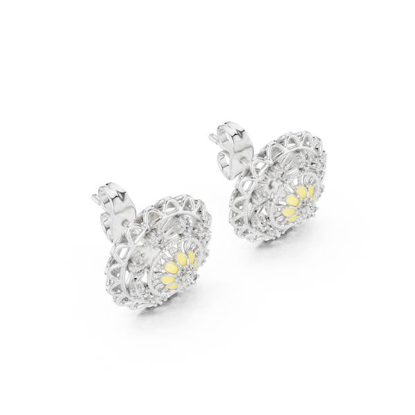 Regalia Filigree Rosette Diamond Stud Earring