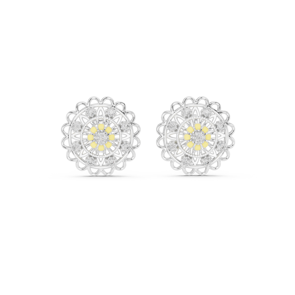 Regalia Filigree Rosette Diamond Stud Earring