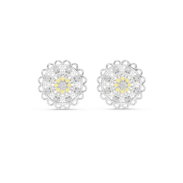 Regalia Filigree Rosette Diamond Stud Earring