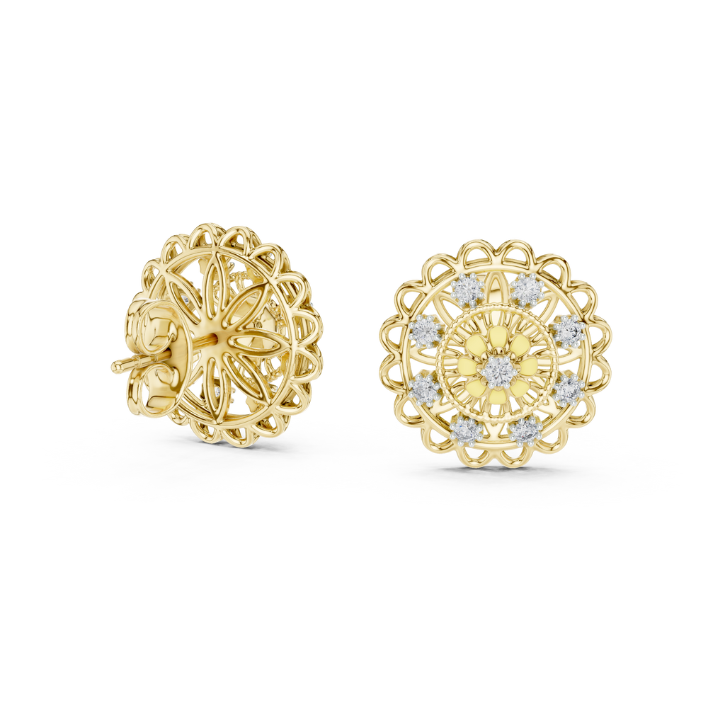 Regalia Filigree Rosette Diamond Stud Earring