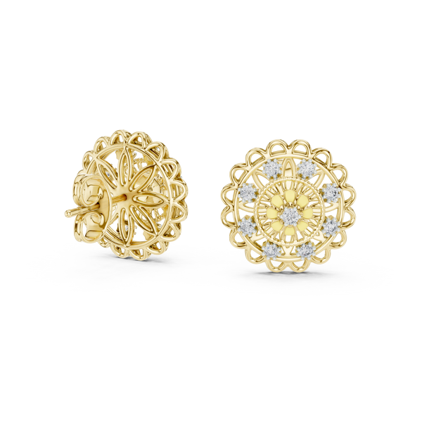 Regalia Filigree Rosette Diamond Stud Earring