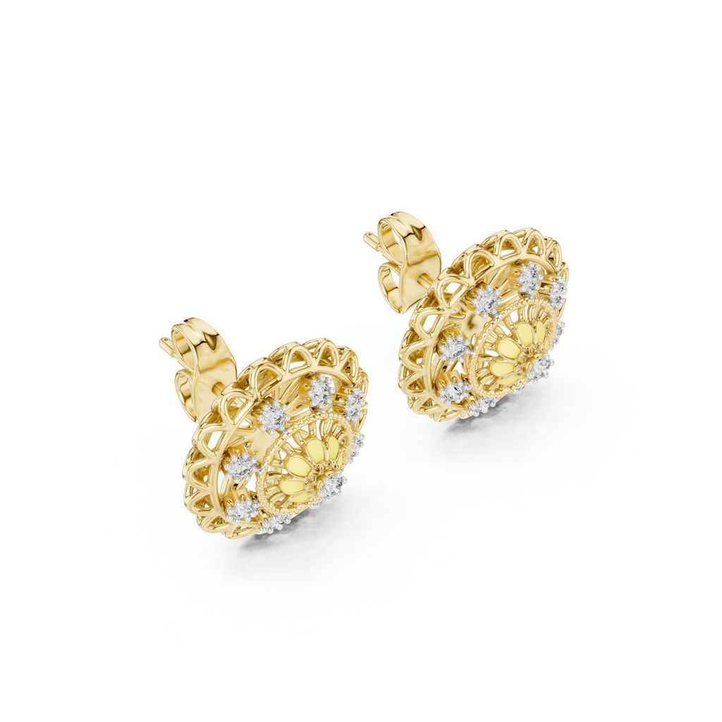 Regalia Filigree Rosette Diamond Stud Earring