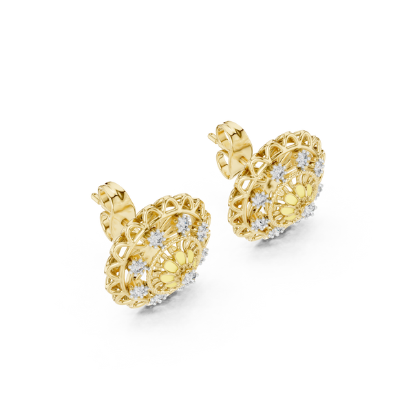Regalia Filigree Rosette Diamond Stud Earring