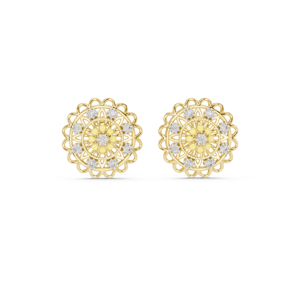Regalia Filigree Rosette Diamond Stud Earring