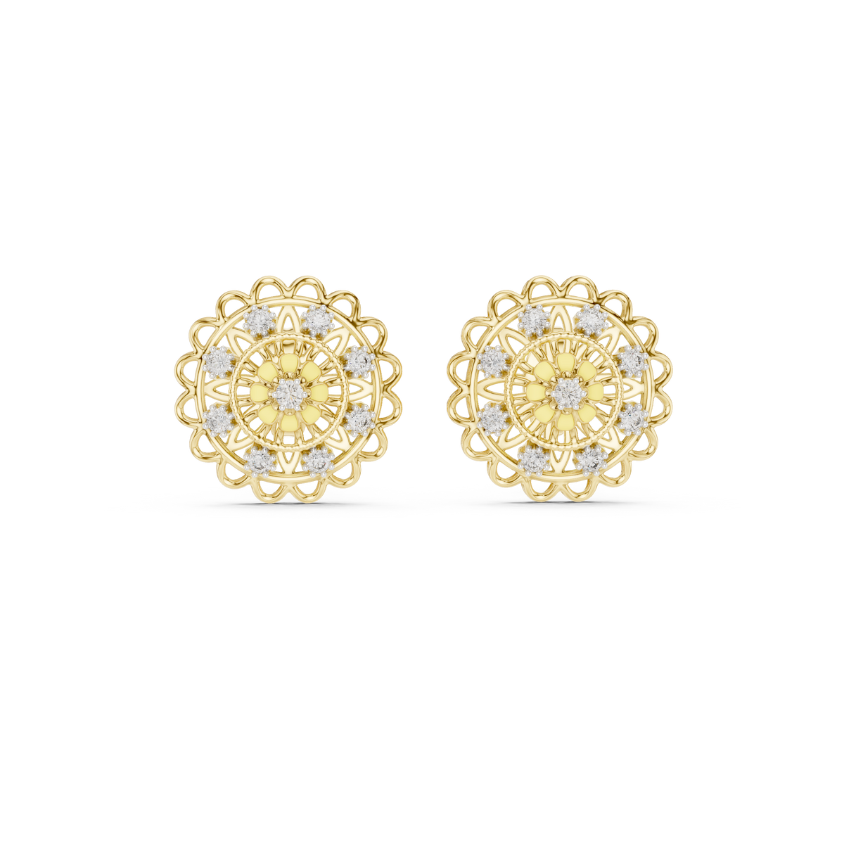 Regalia Filigree Rosette Diamond Stud Earring