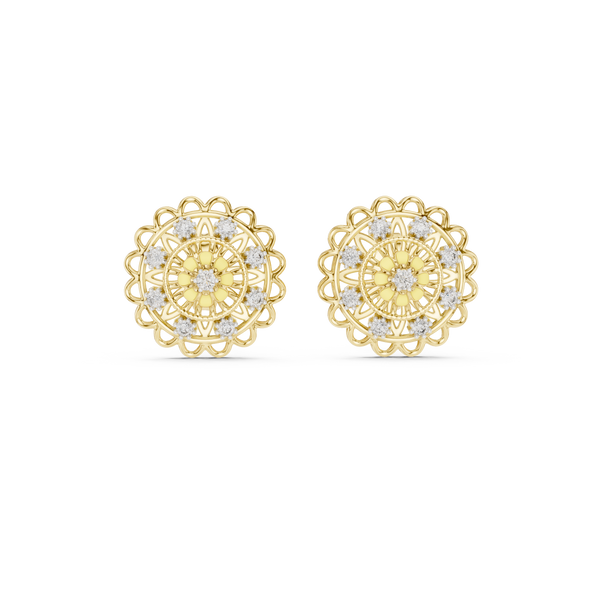 Regalia Filigree Rosette Diamond Stud Earring