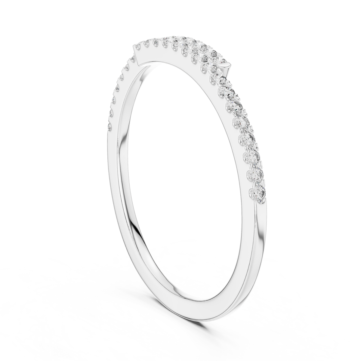 Aria Bypass Double-to-Single Pavé Wrap Band Ring