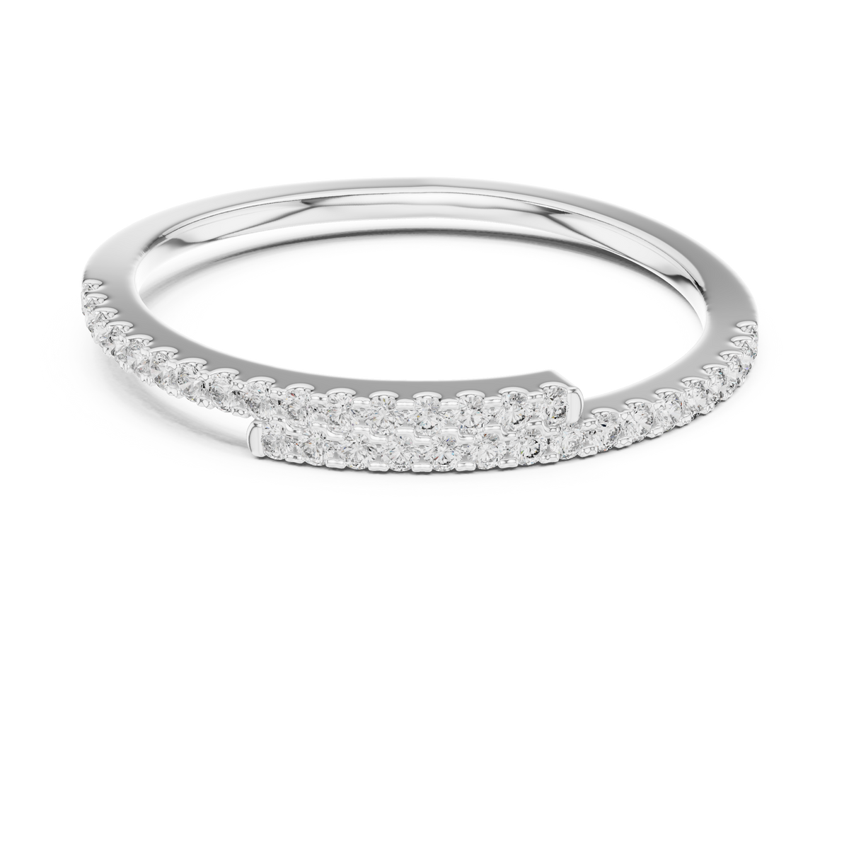 Aria Bypass Double-to-Single Pavé Wrap Band Ring