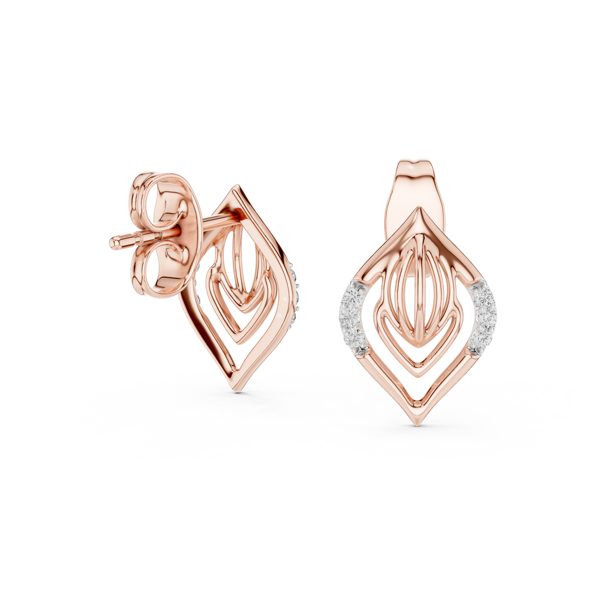 Nuvola Layered Petal Diamond Stud Earring