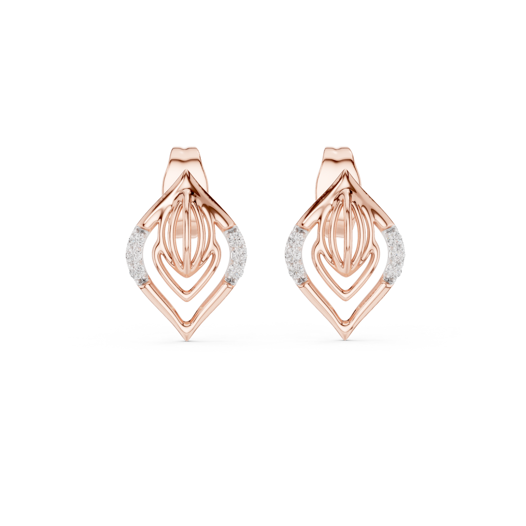 Nuvola Layered Petal Diamond Stud Earring
