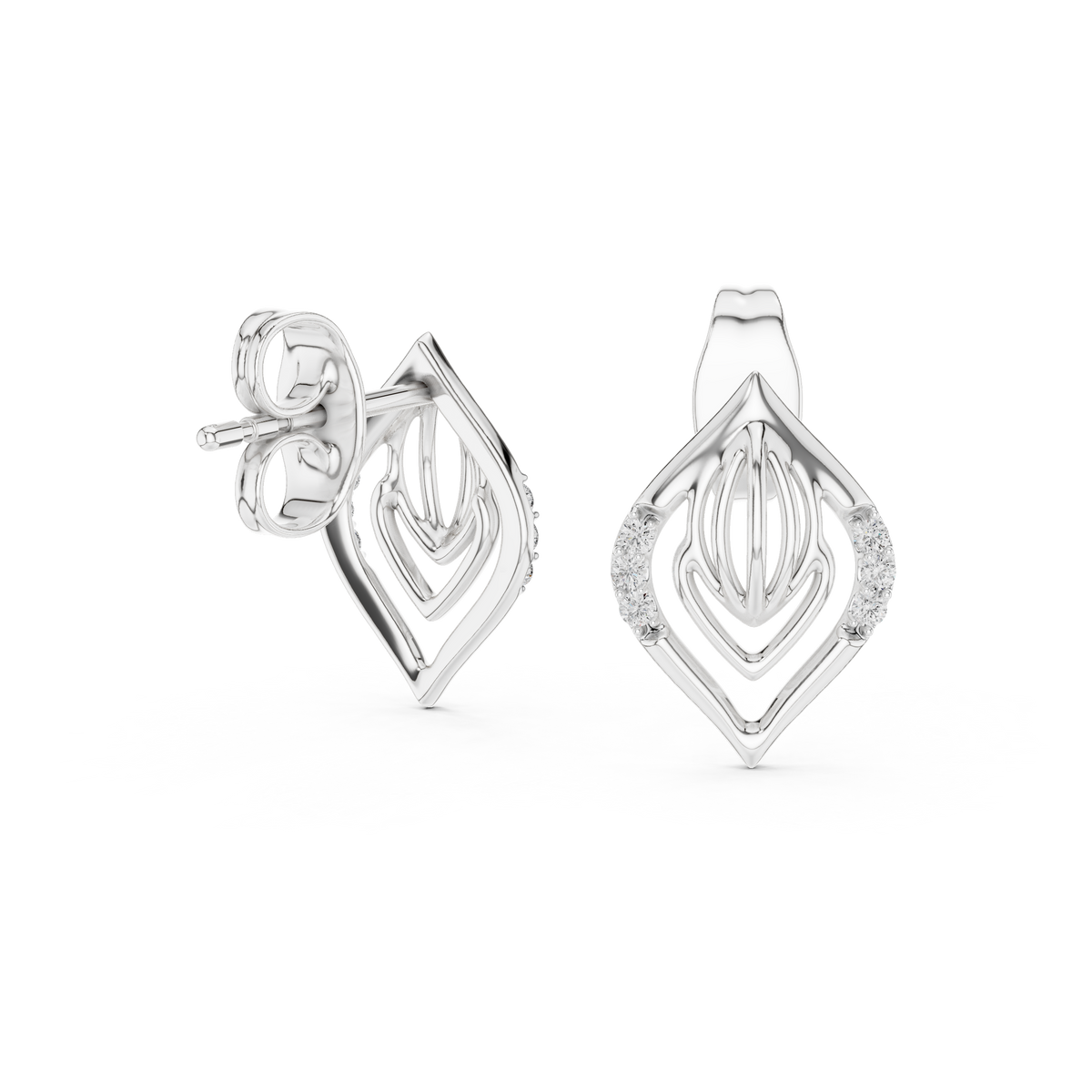 Nuvola Layered Petal Diamond Stud Earring