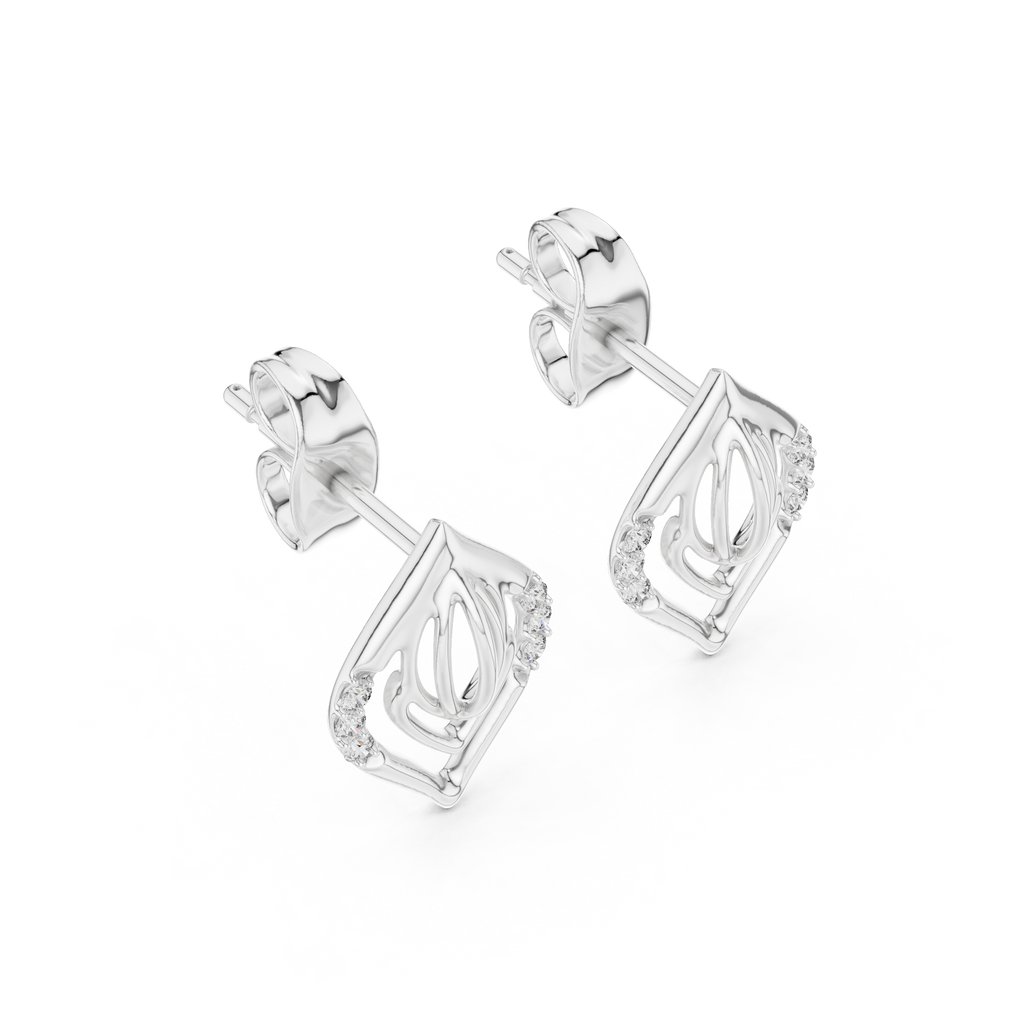 Nuvola Layered Petal Diamond Stud Earring