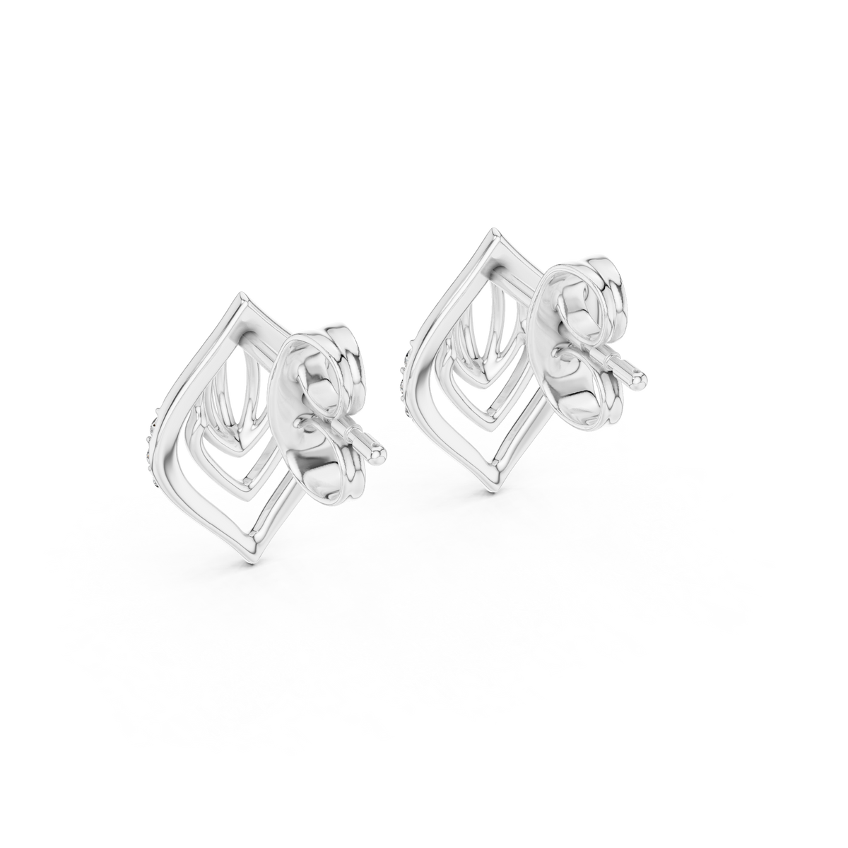Nuvola Layered Petal Diamond Stud Earring