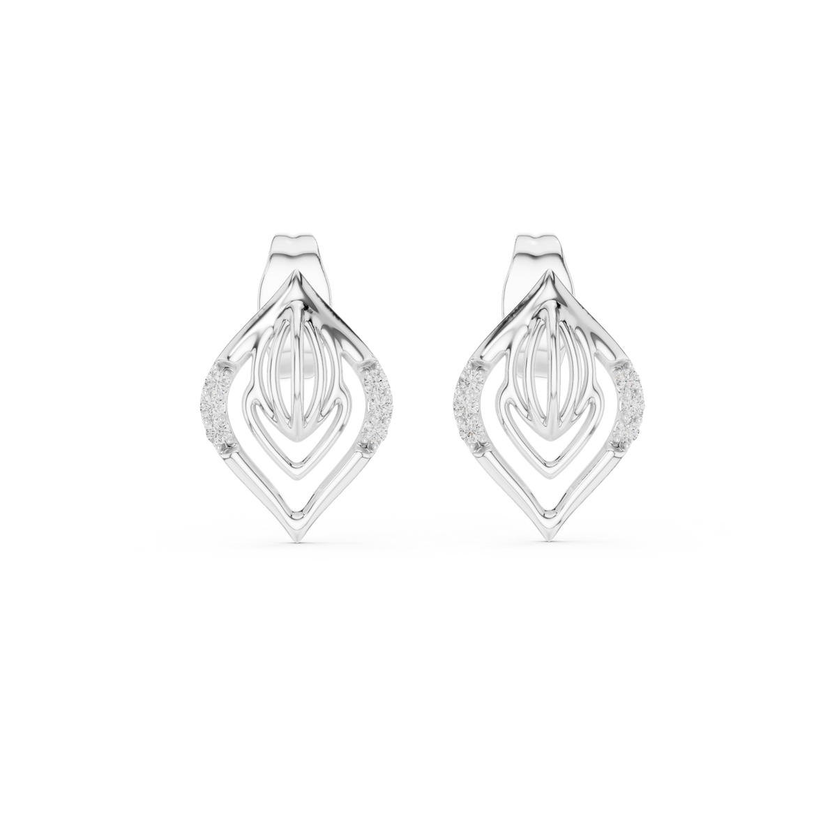Nuvola Layered Petal Diamond Stud Earring