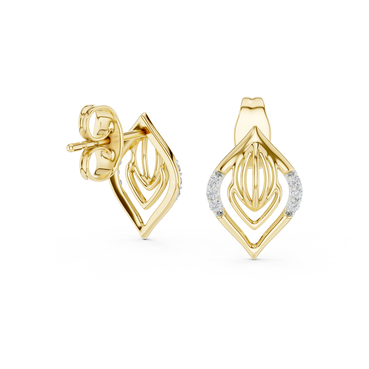 Nuvola Layered Petal Diamond Stud Earring