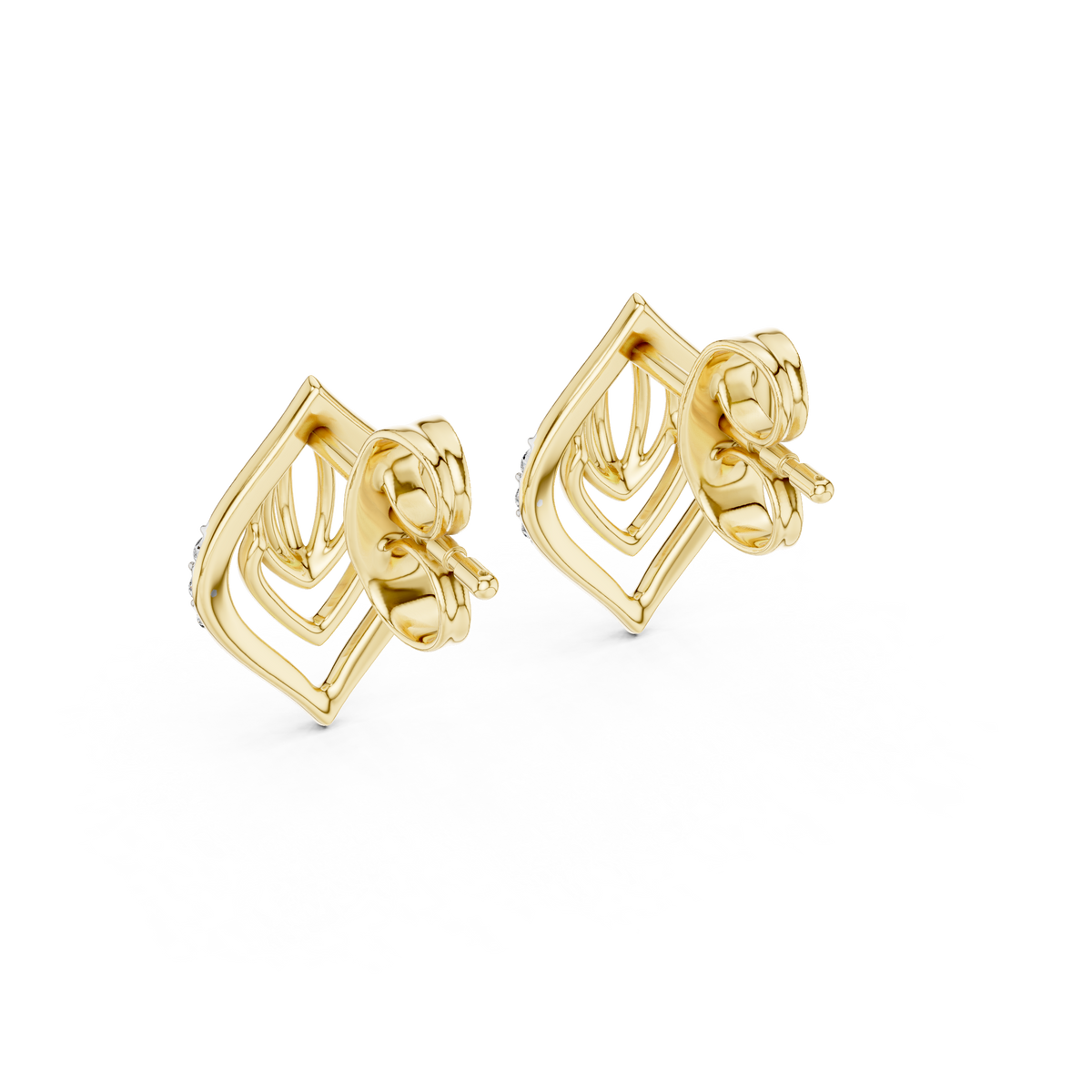 Nuvola Layered Petal Diamond Stud Earring