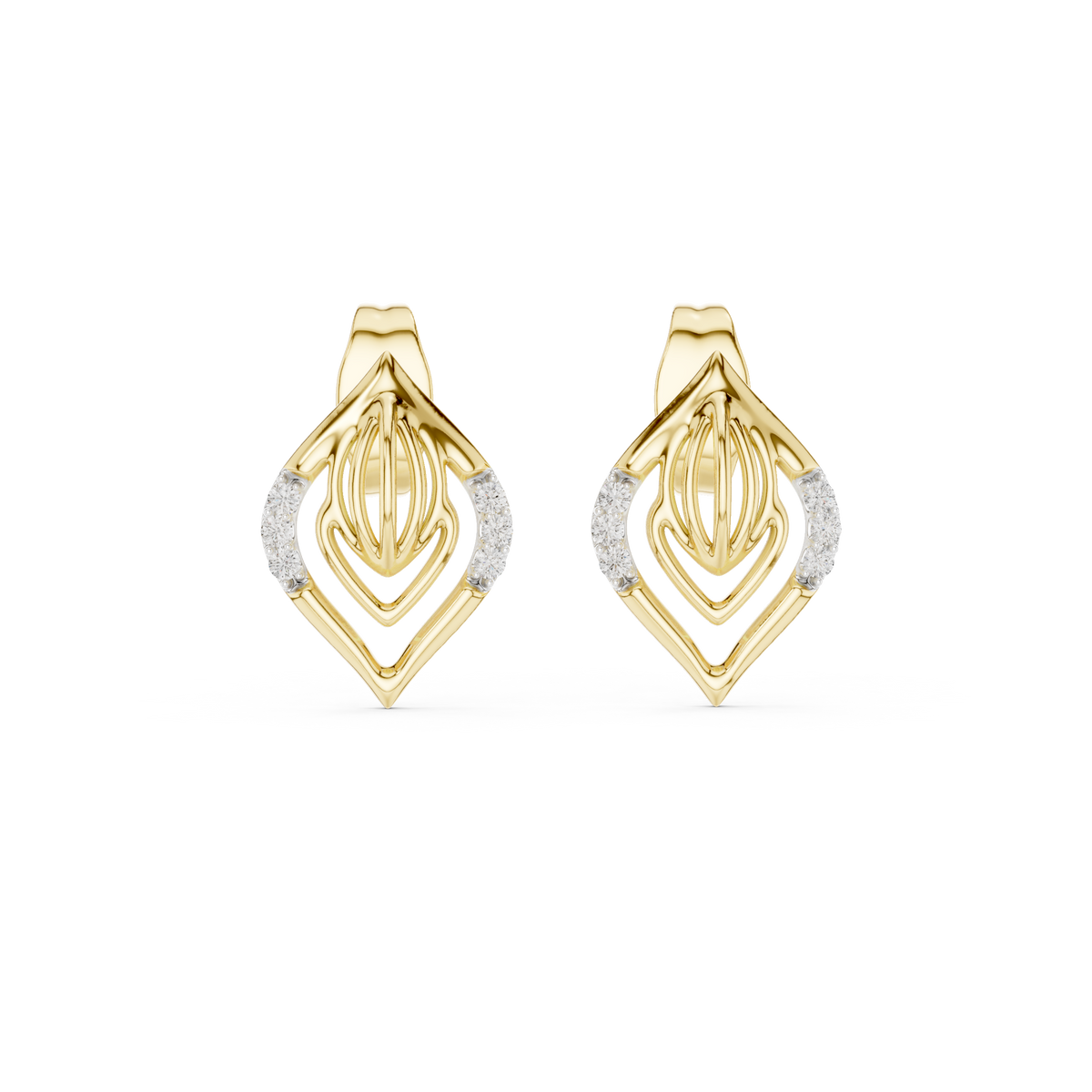 Nuvola Layered Petal Diamond Stud Earring