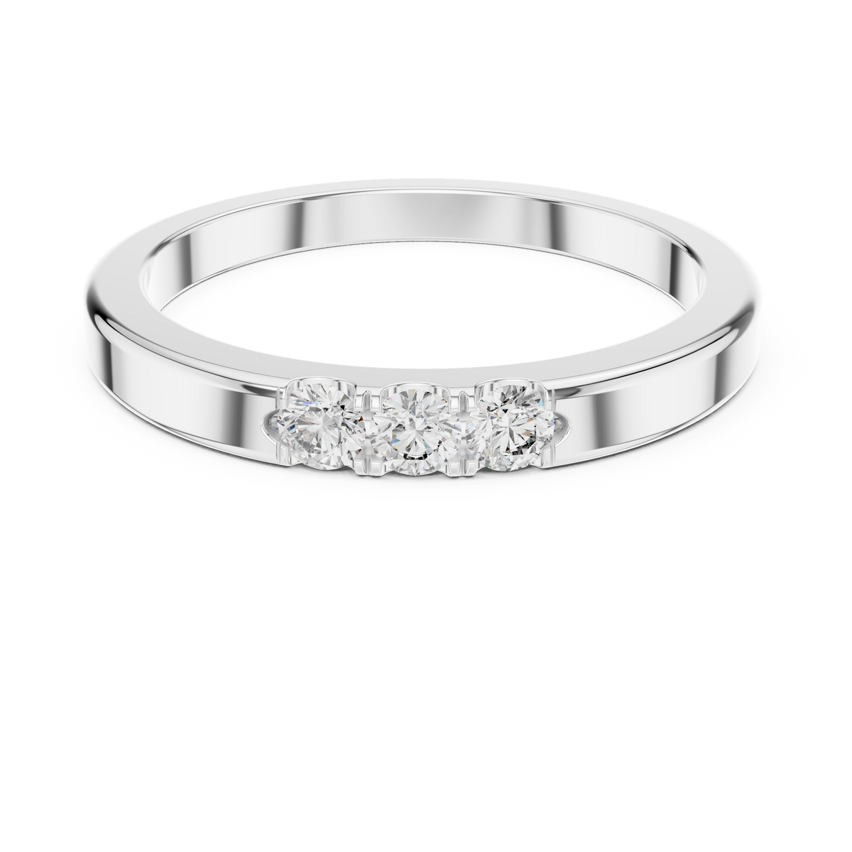 Trilogy Three-Stone U-Cut Diamond Band Ring