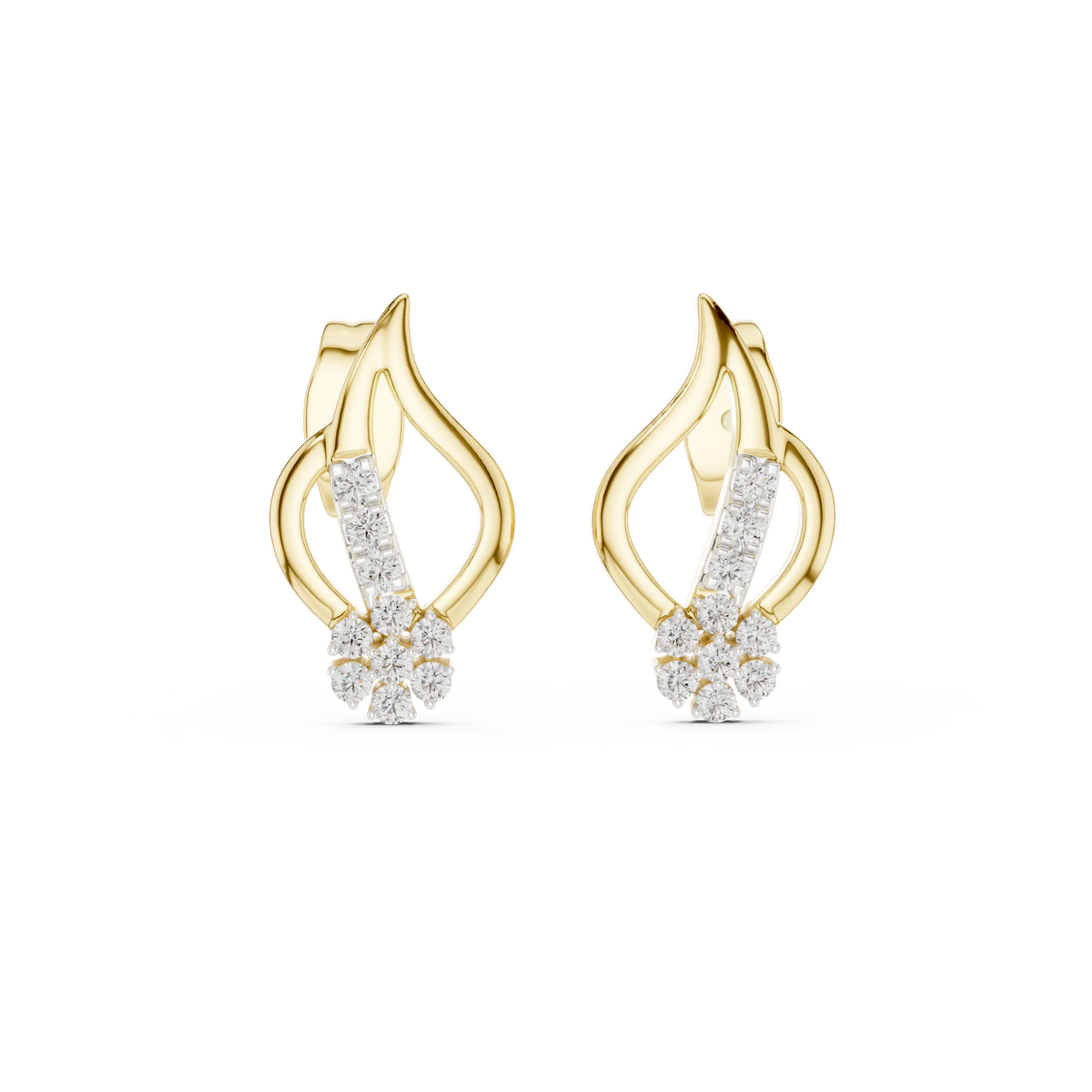 Ember Flame Diamond Cluster Stud Earring