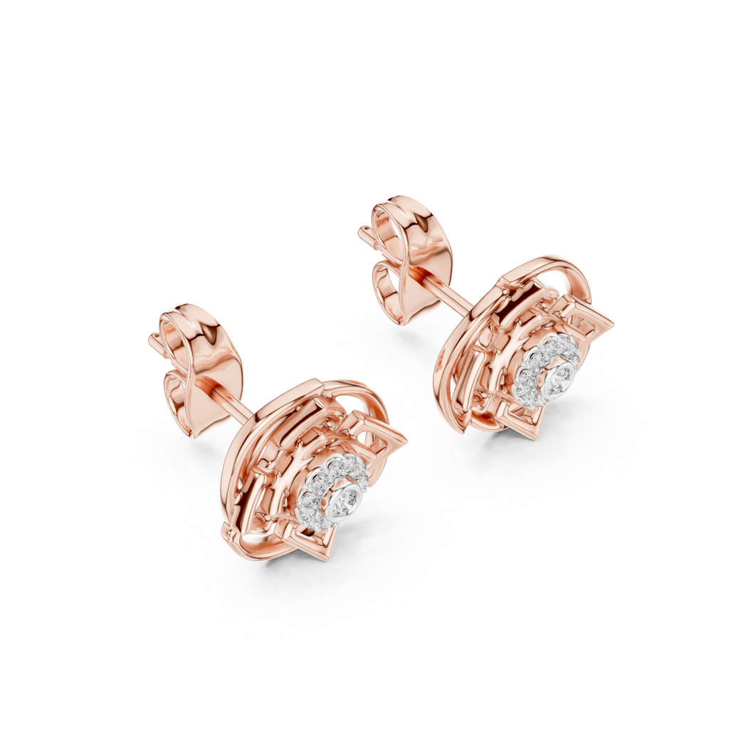 Mandala Halo Diamond Stud Earring