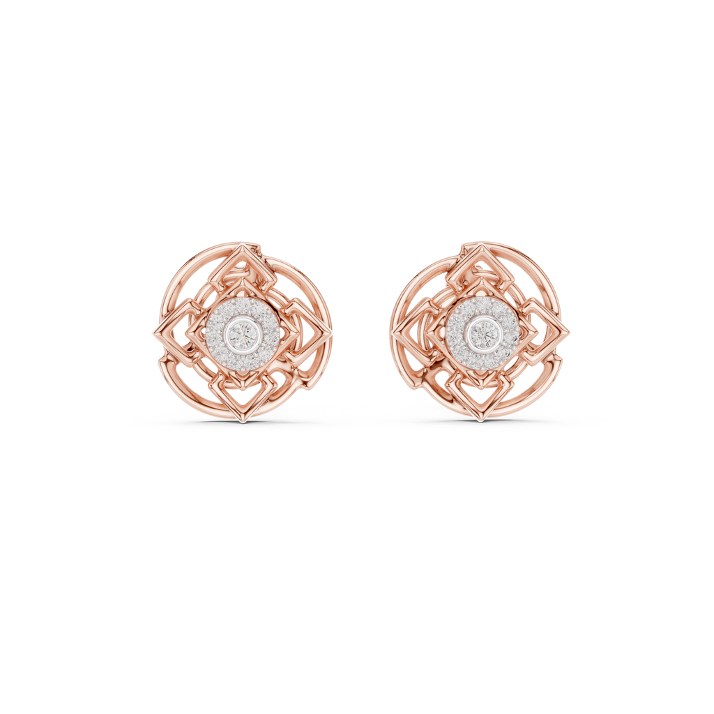 Mandala Halo Diamond Stud Earring
