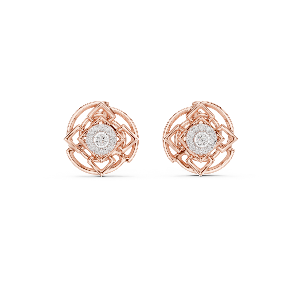 Mandala Halo Diamond Stud Earring