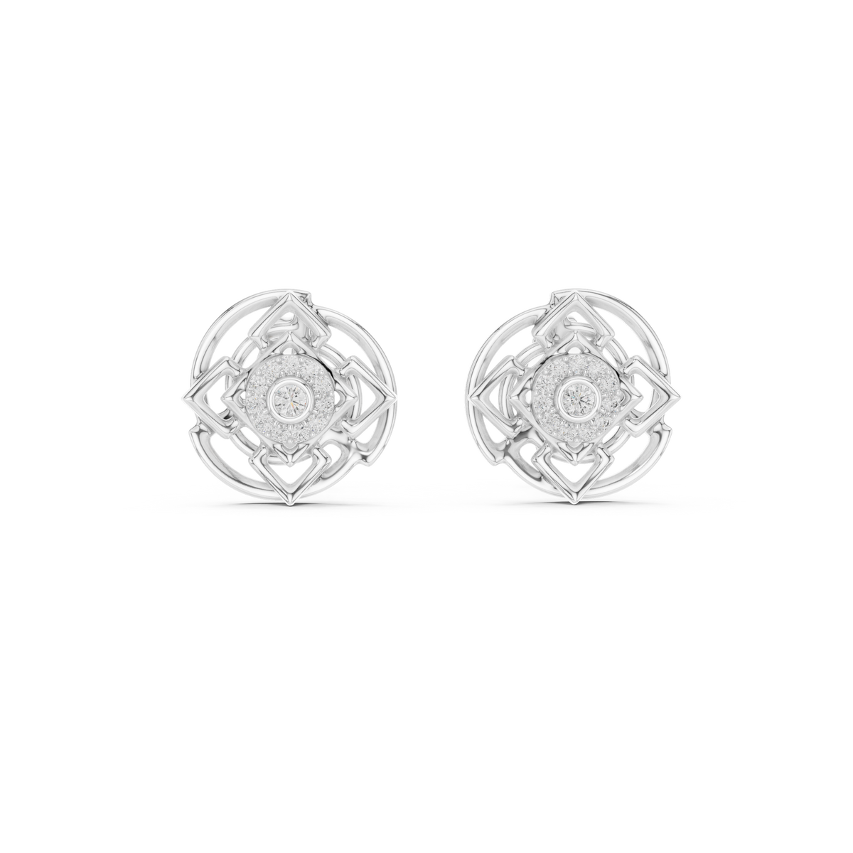 Mandala Halo Diamond Stud Earring