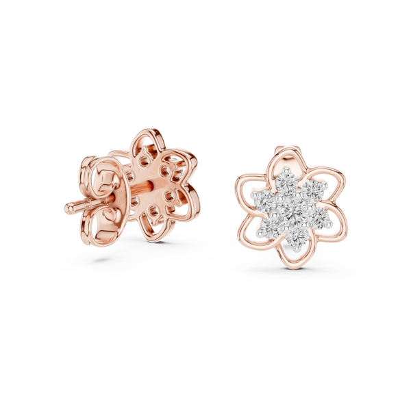 Petal Bloom Floral Cluster Diamond Stud Earring