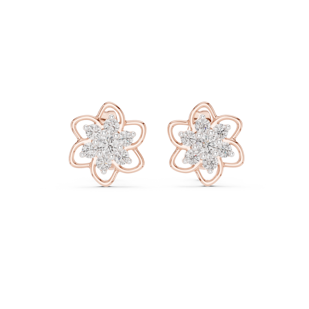 Petal Bloom Floral Cluster Diamond Stud Earring